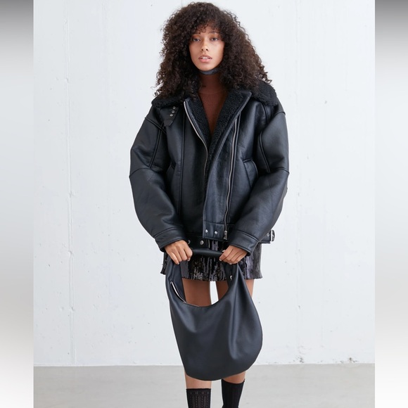 NWT Oak + Fort Oversized Sherpa Aviator Jacket - Picture 8 of 9